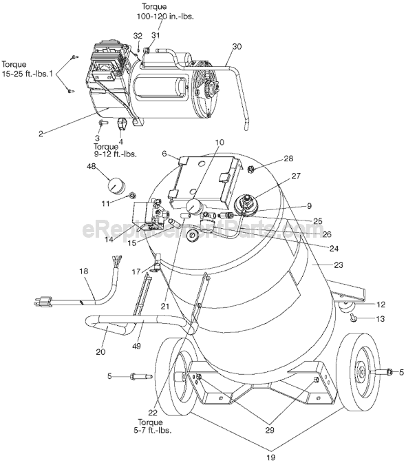 Page A Diagram and Parts List for C6110 Type 0 Porter Cable Compressor